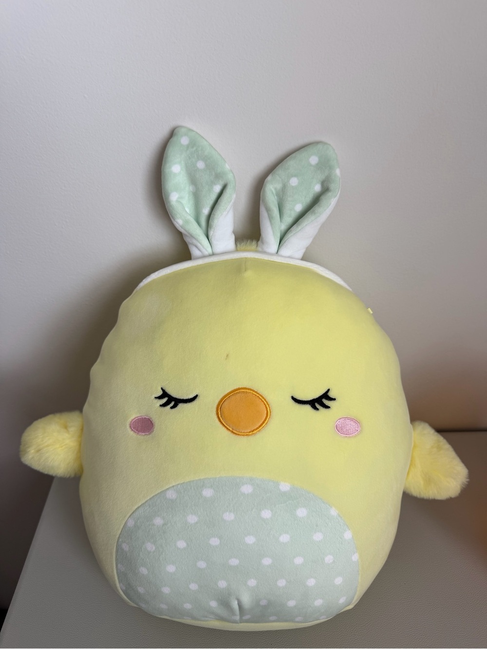 Squishmallows Aimee the Chick with Bunny Ears, 16 inch plush